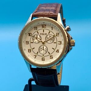 FOLIO Fashion Quartz Wristwatch Faux Multi Dials Japan Movt Working New Battery